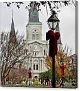 St. Louis Cathedral At Christmas Canvas Print