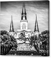 St. Louis Cathedral In New Orleans Black And White Picture Canvas Print