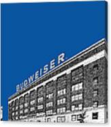 St Louis Skyline Budweiser Brewery - Royal Blue Canvas Print