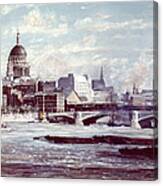 St Pauls Cathedral And Blackfriers Bridge London Canvas Print