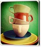 Stack Of Plastic Cups And Plates Canvas Print