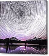 Star Trails With Northern Light Canvas Print