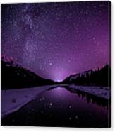 Starry Sky Illuminates Mountain Canvas Print