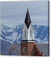 Steeple And Mountains Canvas Print