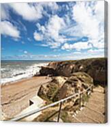 Steps Leading Down To The Beach Along Canvas Print
