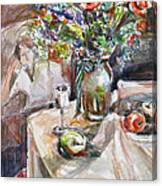 Still Life With Figural Background Canvas Print
