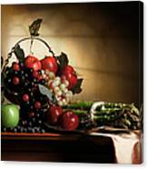 Still Life With Grapes And Asparagus Canvas Print
