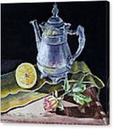 Still Life With Lemon And Rose Canvas Print