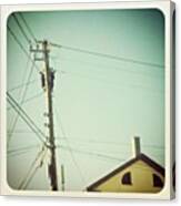 Straight Up #powerlines #house #roof Canvas Print