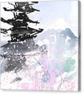 Sumie No.10 Pagoda And Mt.fuji Canvas Print