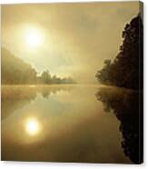 Sun Rising Through A Misty James River Canvas Print