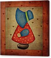 Sunbonnet Sue In Red And Blue Canvas Print