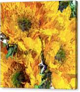 Sunflower Trio Painterly Canvas Print