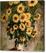 Sunflowers In A Vase After Monet Canvas Print