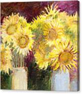 Sunflowers In Jars Canvas Print