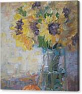 Sunflowers In Vase Canvas Print