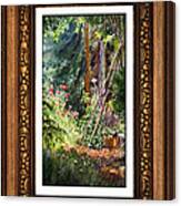 Sunny Garden In Vintage Frame Canvas Print