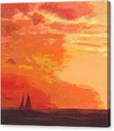 Sunrise And Sails Emerald Isle North Carolina Canvas Print