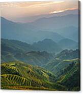 Sunrise At Terrace In Guangxi China 8 Canvas Print