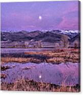Sunset And Moonrise At Farmers Pond Canvas Print