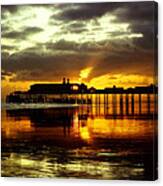 Sunset At Hastings Pier Uk Canvas Print