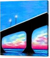 Sunset At The Bridge Canvas Print