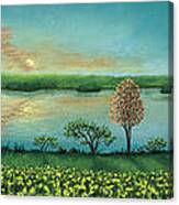 Sunset Lake Triptych Canvas Print