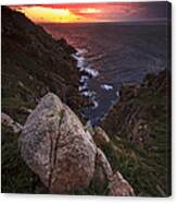 Sunset On Cape Prior Galicia Spain Canvas Print