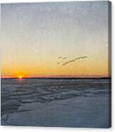 Sunset On The Frozen Bay Canvas Print