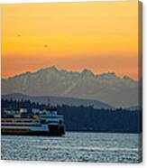Sunset Over Olympic Mountains Canvas Print