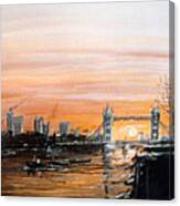 Sunset Over Tower Bridge London From Pier Head Wapping Canvas Print