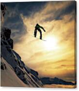 Sunset Snowboarding Canvas Print