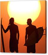 Sunset Surfers Canvas Print