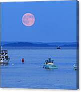 Super Moon Hangs Over Belfast Harbor Maine Canvas Print