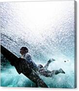 Surfer Duck Diving Canvas Print