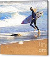 Surfing girl Canvas Print