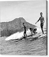 Surfing In Honolulu Canvas Print