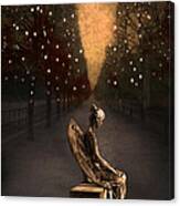 Surreal Gothic Angel Haunting Emotive Angel Sitting On Bench -fantasy Surreal Gothic Angel In Paris Canvas Print