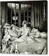 Suzy Mehle On A Sofa In Her Mansion Canvas Print