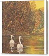 Swans Left - Happy Birthday Mum Canvas Print
