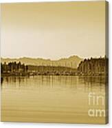 Swantown Marina And The Olympics In Sepia Canvas Print