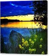 Swedish Sunset By Umealven Umea Canvas Print