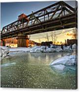 Swing Bridge Frozen River Canvas Print