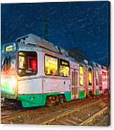 Taking The T At Night In Boston Canvas Print