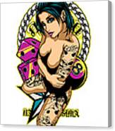 Tattooed Game Pin-up Girl Canvas Print