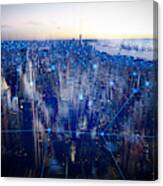 Technology Smart City With Network Communication Internet Of Thing.  Internet Concept Of Global Business In New York, Usa. Canvas Print
