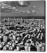 Tel Aviv Center Black And White Canvas Print