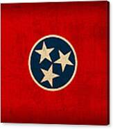 Tennessee State Flag Art On Worn Canvas Canvas Print
