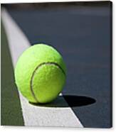 Tennis Ball On A Line In A Court Canvas Print