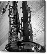 Tenor Saxophone Black And White Vertical Canvas Print